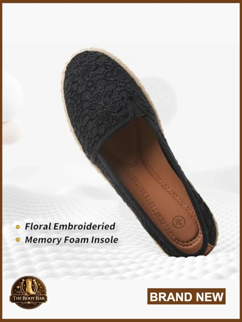 Women's Lace Ballet Flats with Flower Embroidery Slip On Dress Shoes